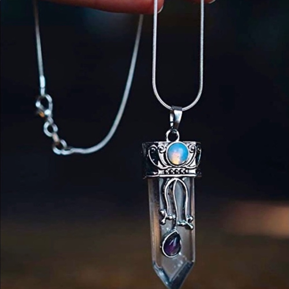 Gothic Opal, Amethyst, Quartz Necklace